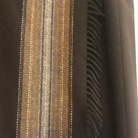 Brown Long Wool wrap skirt with fringe 12 P - Picture 2 of 12